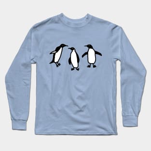 Cute Animals Doodle of Dancing Penguins Long Sleeve T-Shirt